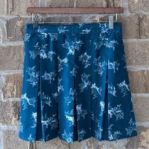 Vintage 80s Reebok Teal Abstract Floral Pleated Tennis Skirt Pickleball